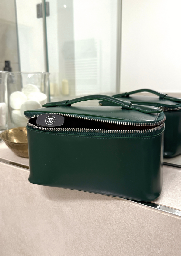 LEATHER COSMETIC BAG DARKGREEN