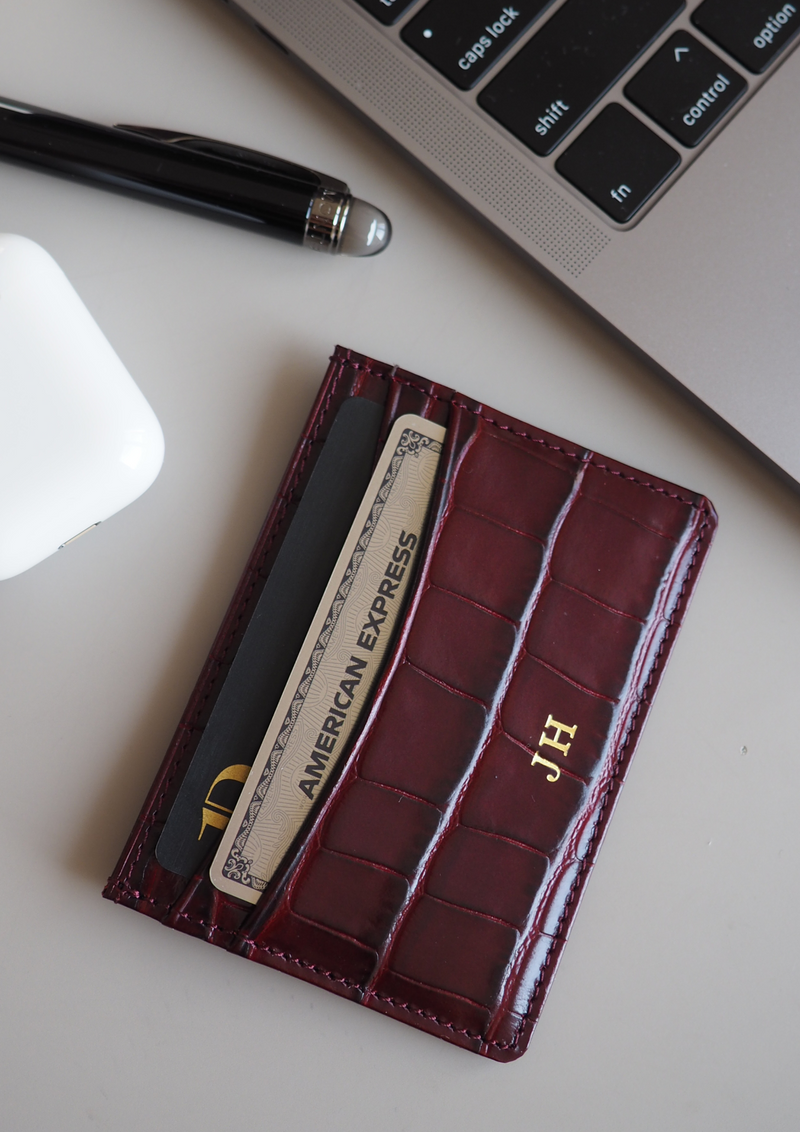 LEATHER CARDHOLDER BURGUNDY